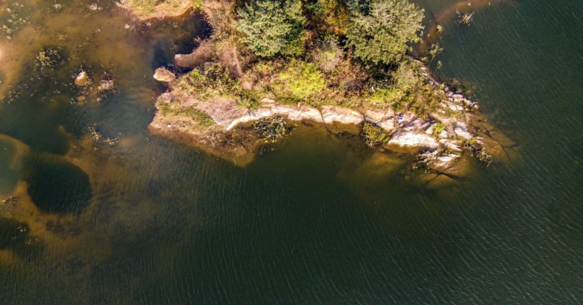 Drone view of serene Gulakamale Lake